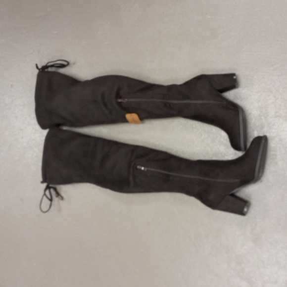 SAVAII  Dark Brown Over the Knee, Heeled Boots - Picture 4 of 16